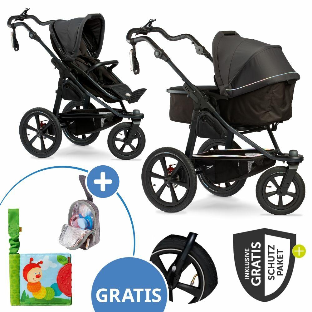 Kinderwagen |   Kombi-Kinderwagen Pro Mit Luftreifen Inkl. Kombi-Einheit (Babywanne+Sitz) Inkl. Handyhalter, Getränkeflasche & Xxl Zubehörpaket – Anthrazit Kinderwagen Kinderwagen