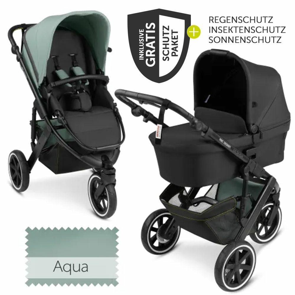 Kinderwagen |   Kombi-Kinderwagen Salsa Run – Inkl. Babywanne Und Sportsitz Inkl. Xxl Zubehörpaket (Mit Sportzulassung, Luftbereifung & Handbremse) – Aqua – Kollektion 2024 Kinderwagen Kinderwagen