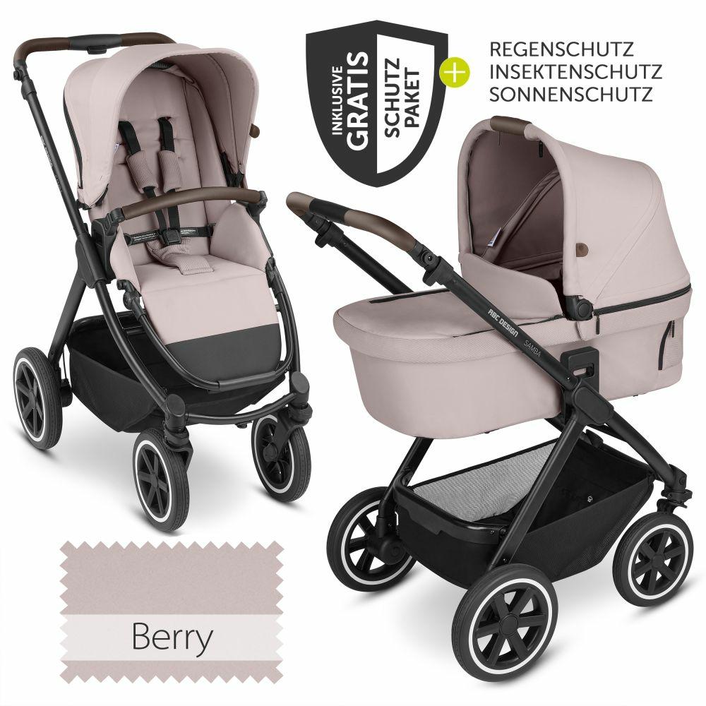 Kinderwagen |   Kombi-Kinderwagen Samba – Inkl. Babywanne & Sportsitz Mit Xxl Zubehörpaket – Pure Edition – Berry – Kollektion 2024 Kinderwagen Kinderwagen