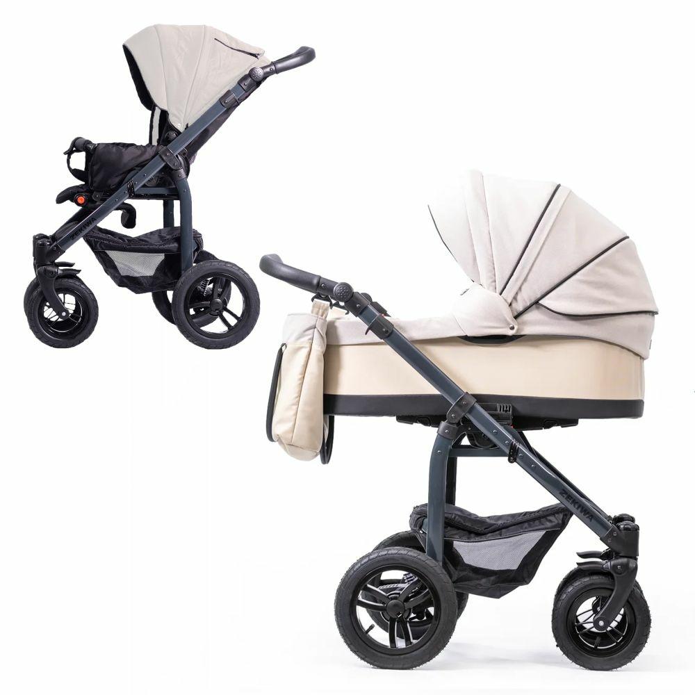 Kinderwagen |   Kombi-Kinderwagen Saturn Royal Bis 15 Kg Mit Luftreifen, Babywanne, Umsetzbare Sitzeinheit, Knickschieber Inkl. Wickeltasche, Insektenschutz & Regenschutz – Beige Kinderwagen Beige