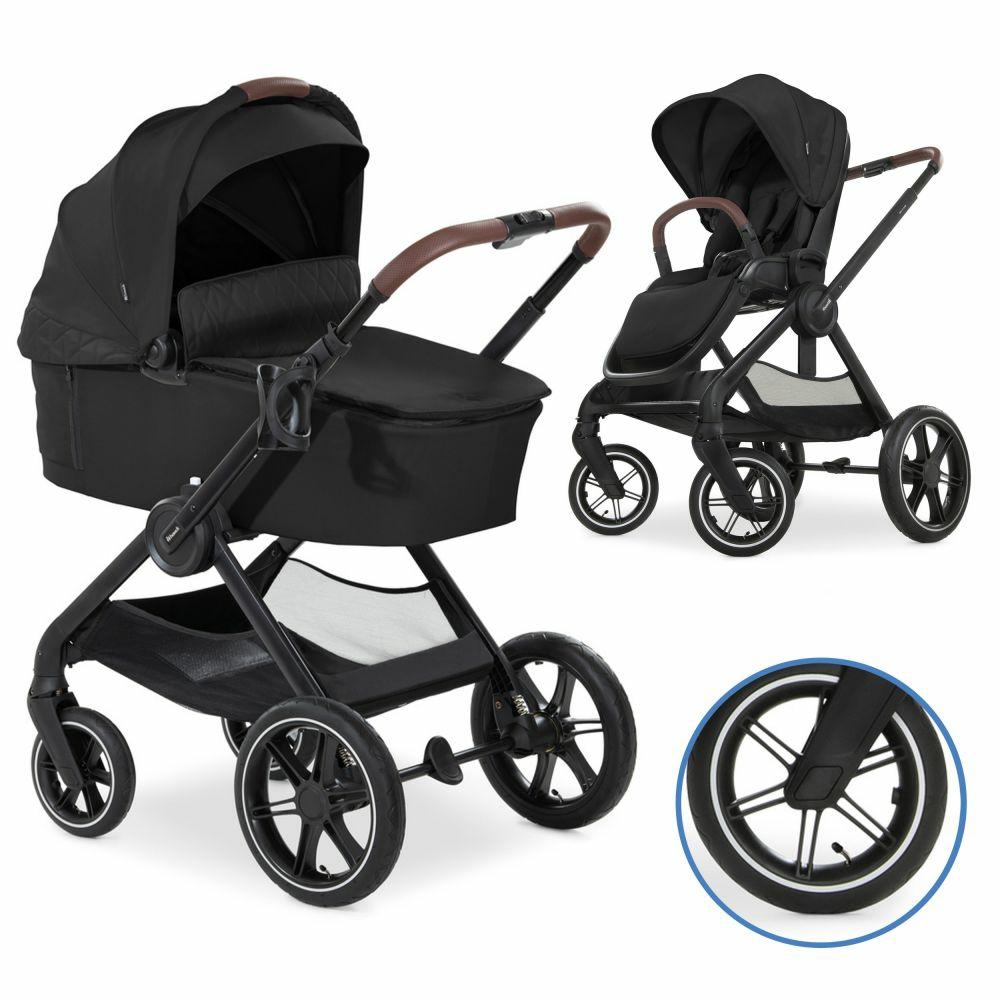 Kinderwagen |   Kombi-Kinderwagen Walk N Care Air Set (Mit Luftreifen) Inkl. Babywanne, Sportsitz, Beindecke Und Getränkehalter (Bis 22Kg Belastbar) – Black Kinderwagen Kinderwagen