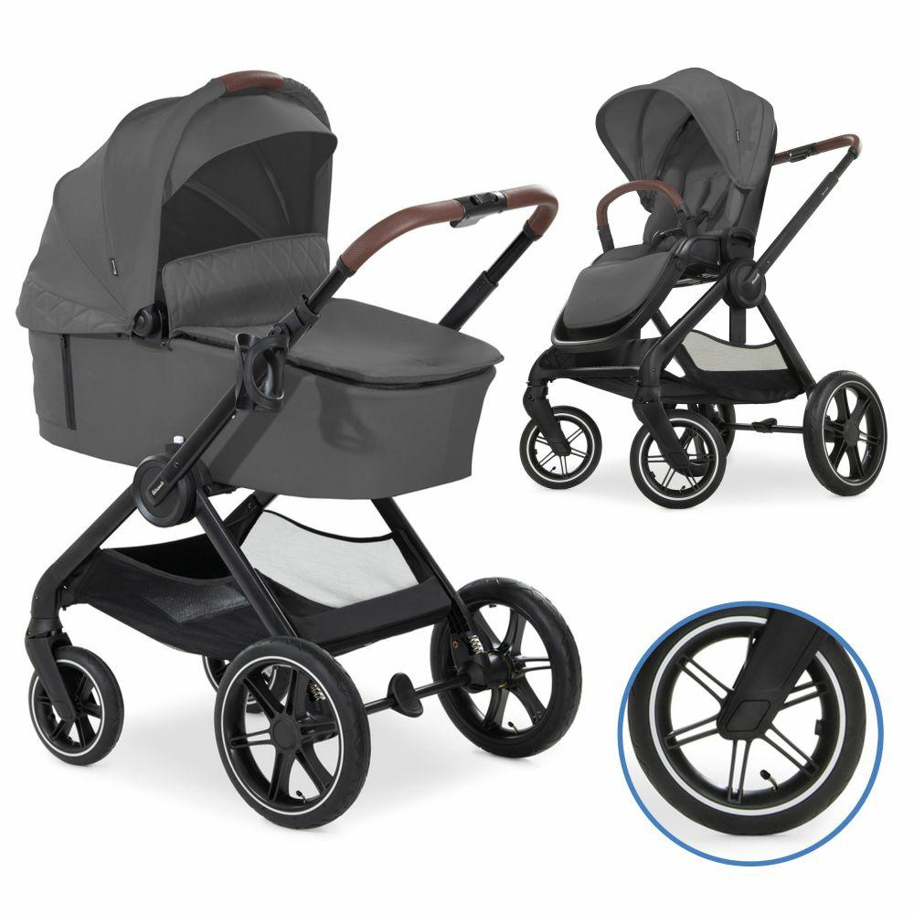 Kinderwagen |   Kombi-Kinderwagen Walk N Care Air Set (Mit Luftreifen) Inkl. Babywanne, Sportsitz, Beindecke Und Getränkehalter (Bis 22Kg Belastbar) – Dark Grey Kinderwagen Kinderwagen