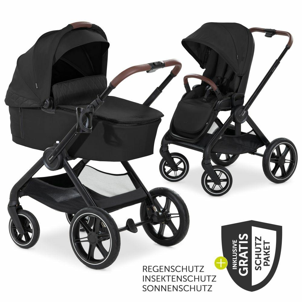 Kinderwagen |   Kombi-Kinderwagen Walk N Care Set Inkl. Babywanne, Sportsitz, Beindecke Und Xxl Zubehörpaket – Black – Kollektion 2023 Kinderwagen Kinderwagen