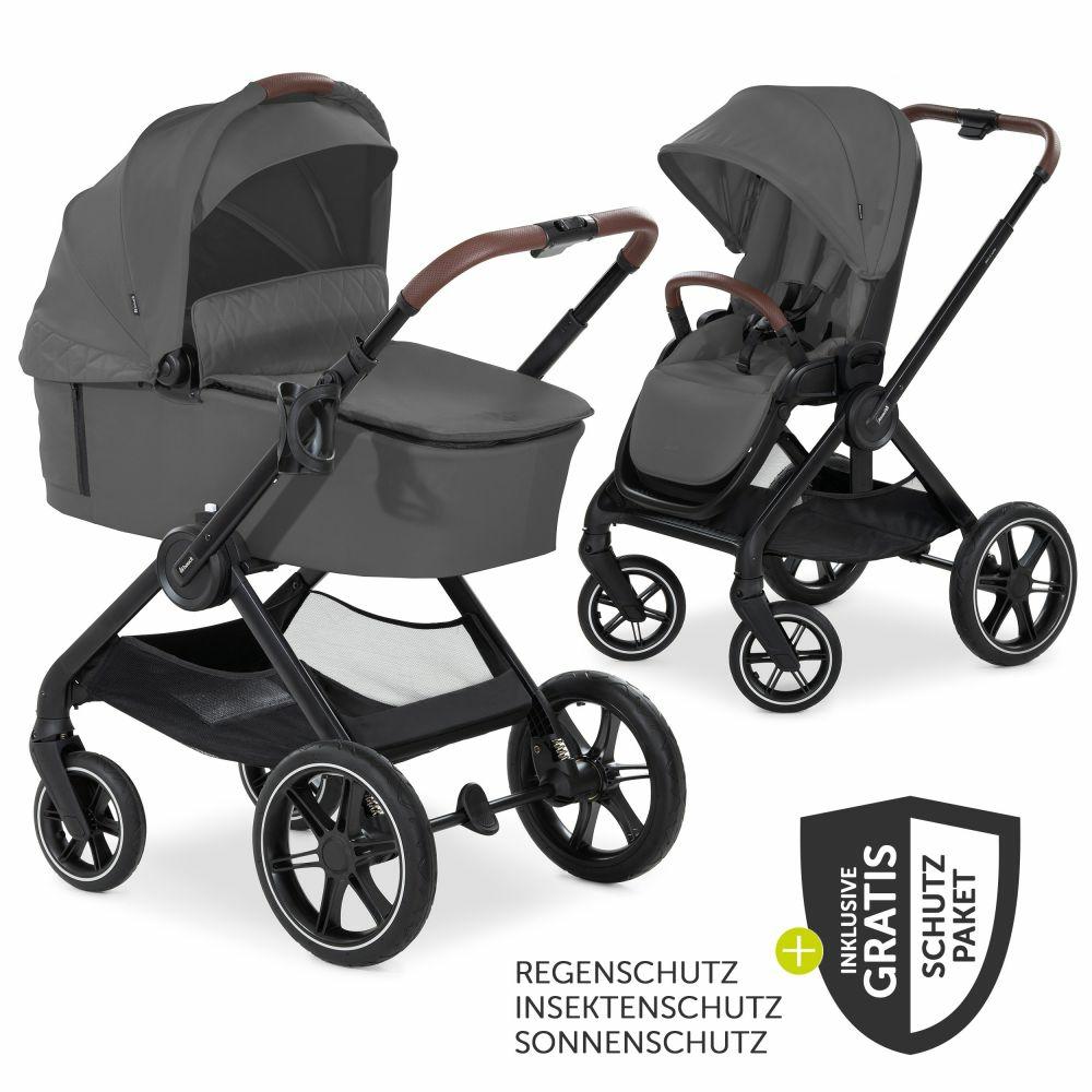 Kinderwagen |   Kombi-Kinderwagen Walk N Care Set Inkl. Babywanne, Sportsitz, Beindecke Und Xxl Zubehörpaket – Dark Grey – Kollektion 2023 Kinderwagen Kinderwagen