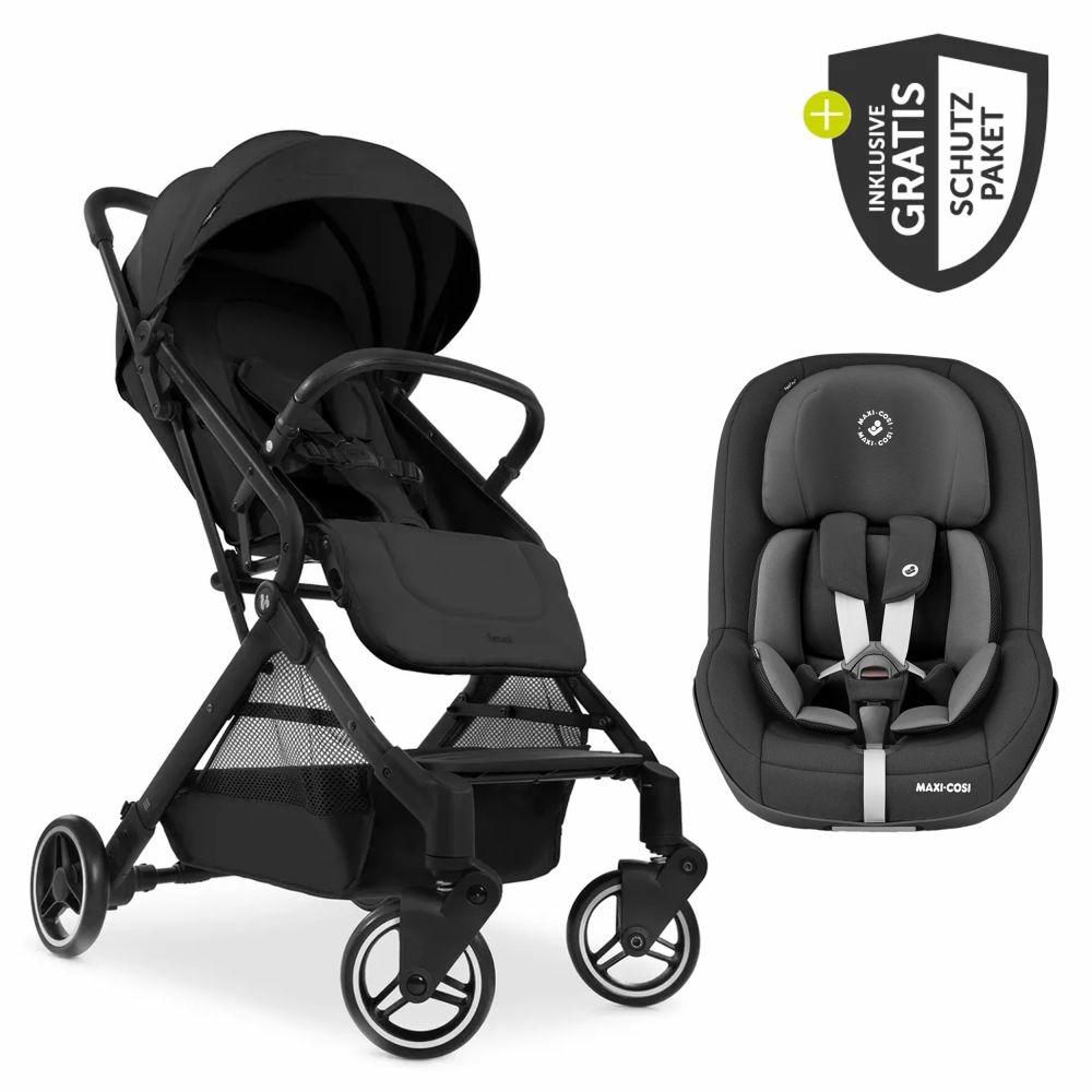 Kinderwagen |   Reisebuggy & Sportwagen Travel N Care Mit Liegefunktion, Nur 6,8 Kg (Bis 22 Kg Belastbar) Inkl. Reboarder Pearl Pro 2 & Xxl Zubehörpaket – Black Kinderwagen Beige