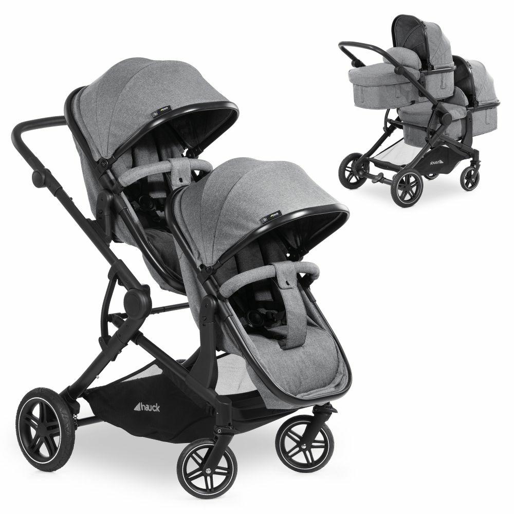 Kinderwagen |   Zwillingskinderwagen Atlantic Twin (Inkl. Babywanne Für Neugeborene) – Bis 36 Kg Belastbar – Melange Grey Kinderwagen Kinderwagen