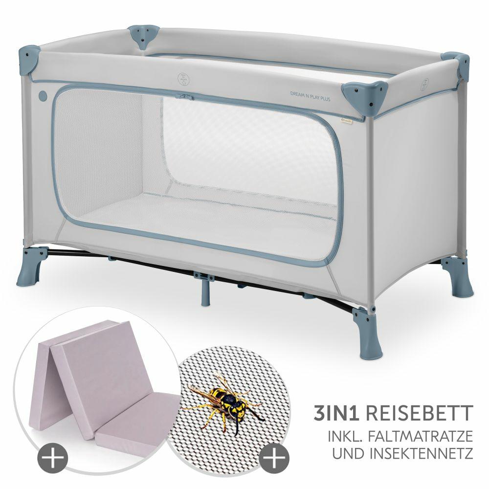 Reisebetten & Zubehör |   Reisebett Set Dream N Play Plus Inkl. Alvi Reisebett-Matratze & Insektenschutz – Dusty Blue Reisebetten & Zubehör Reisebetten & Zubehör