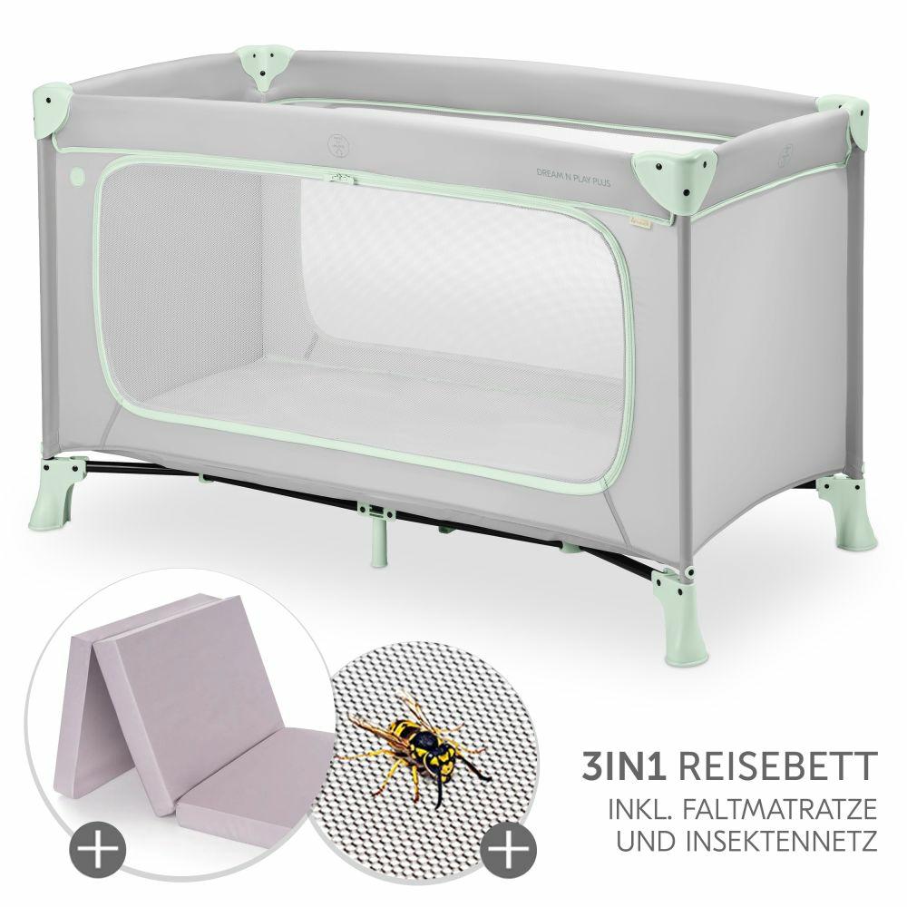 Reisebetten & Zubehör |   Reisebett Set Dream N Play Plus Inkl. Alvi Reisebett-Matratze & Insektenschutz – Dusty Mint Reisebetten & Zubehör Reisebetten & Zubehör